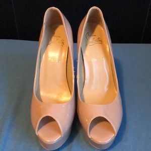 Red Bottom heels nude peep toe lady peep